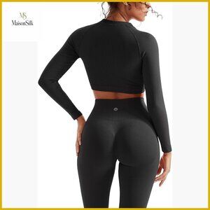 Seamless Workout Set Leggings Crop Top Butt Lifting Tummy Control